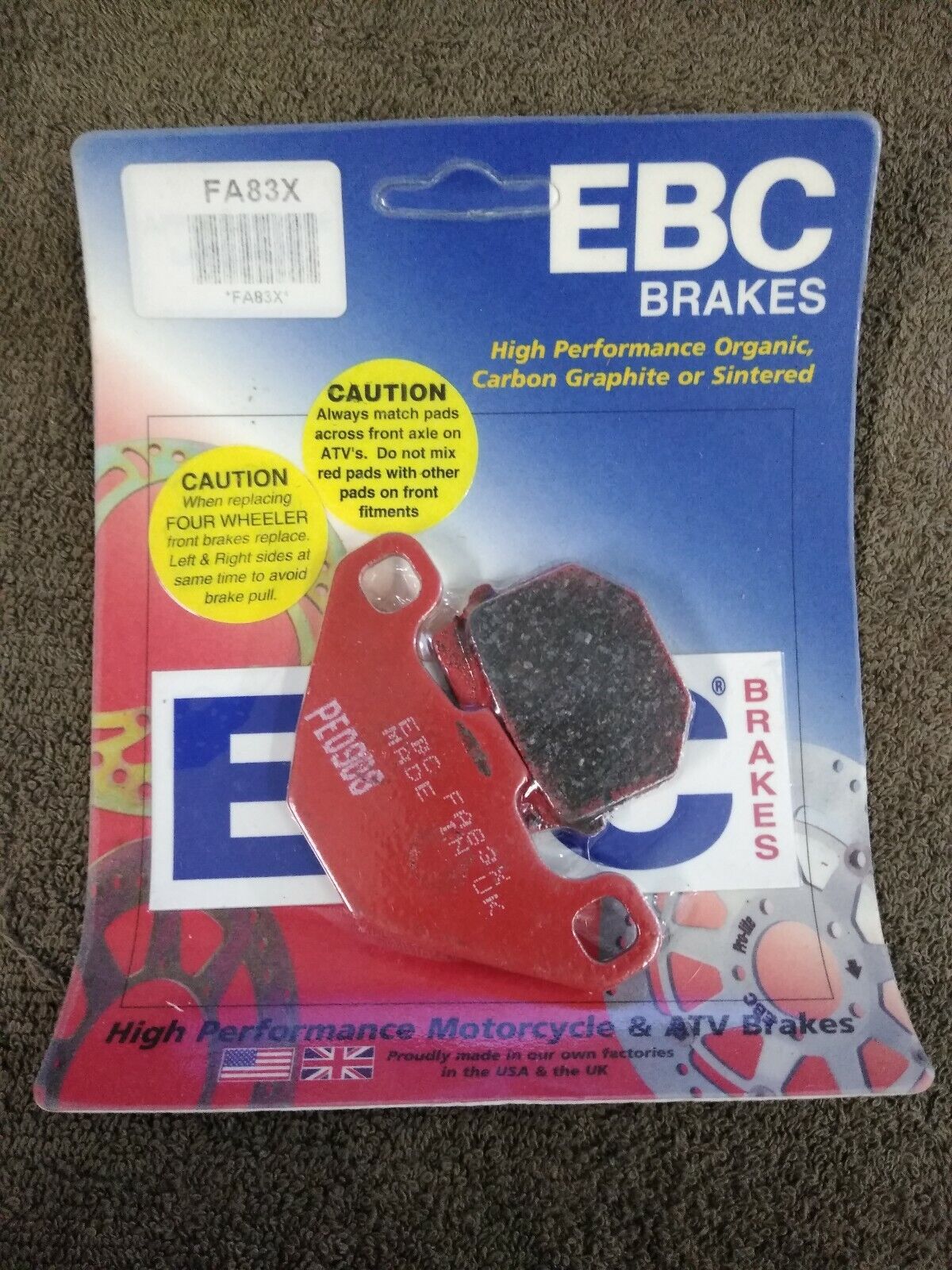 NEW EBC Brakes for Motorcycle / ATV / High Performance / Organic / FA83X