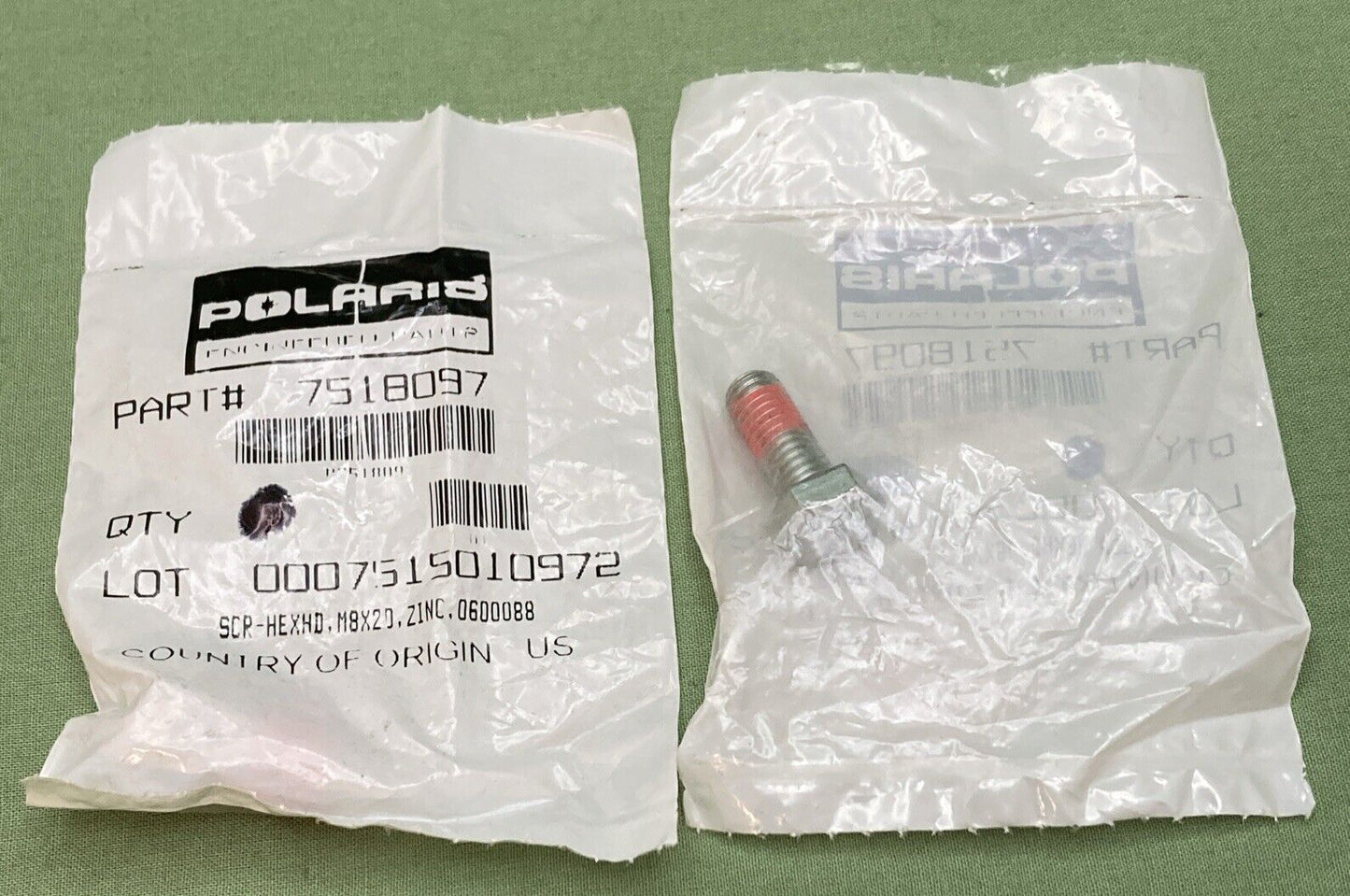 QTY 2 NEW GENUINE POLARIS 7518097 Scr - Hexhd, M8X20, Zinc