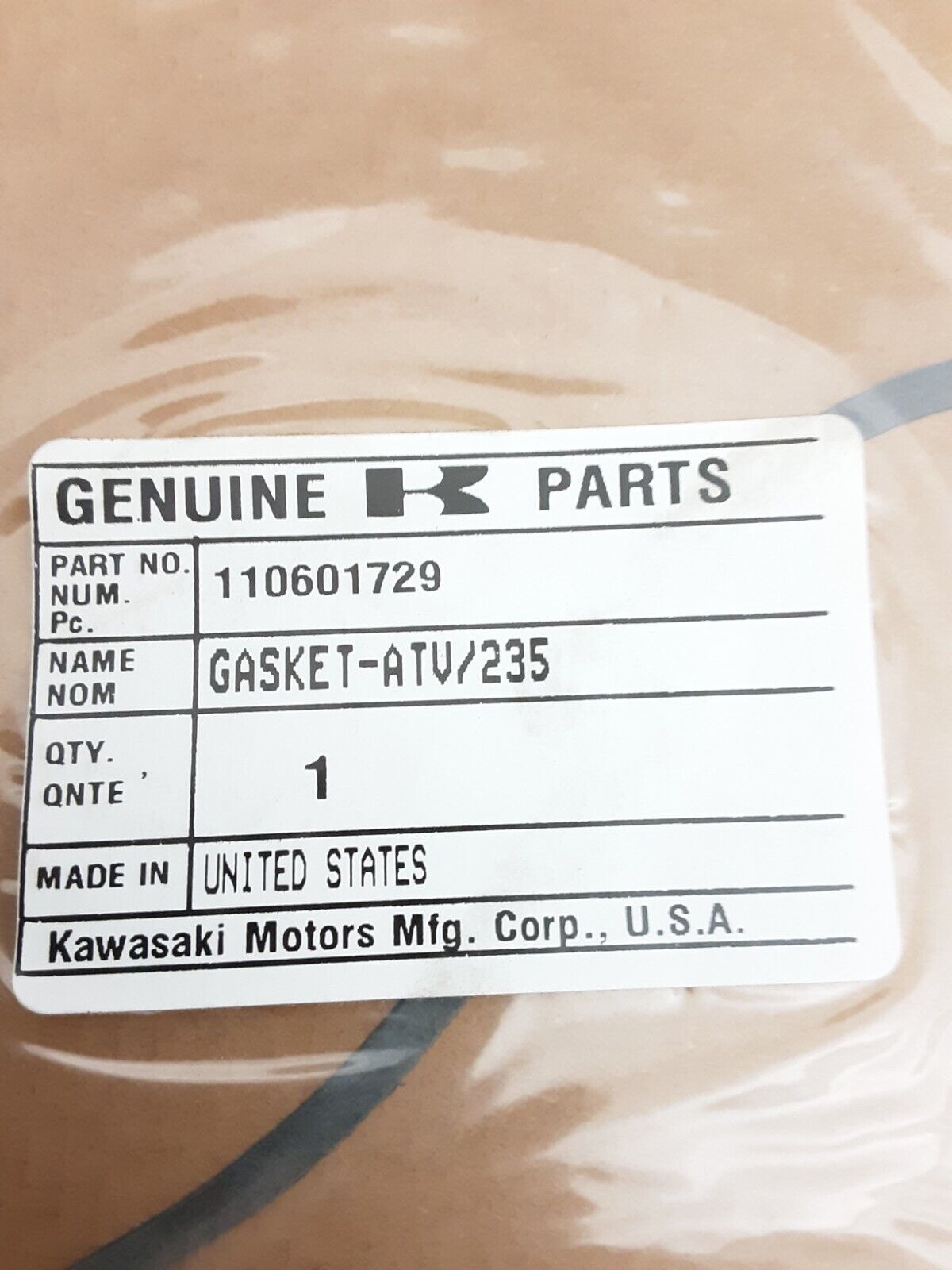 NEW GENUINE KAWASAKI 11060-1729 GASKET GENERATOR COVER Prairie KVF400 97-02