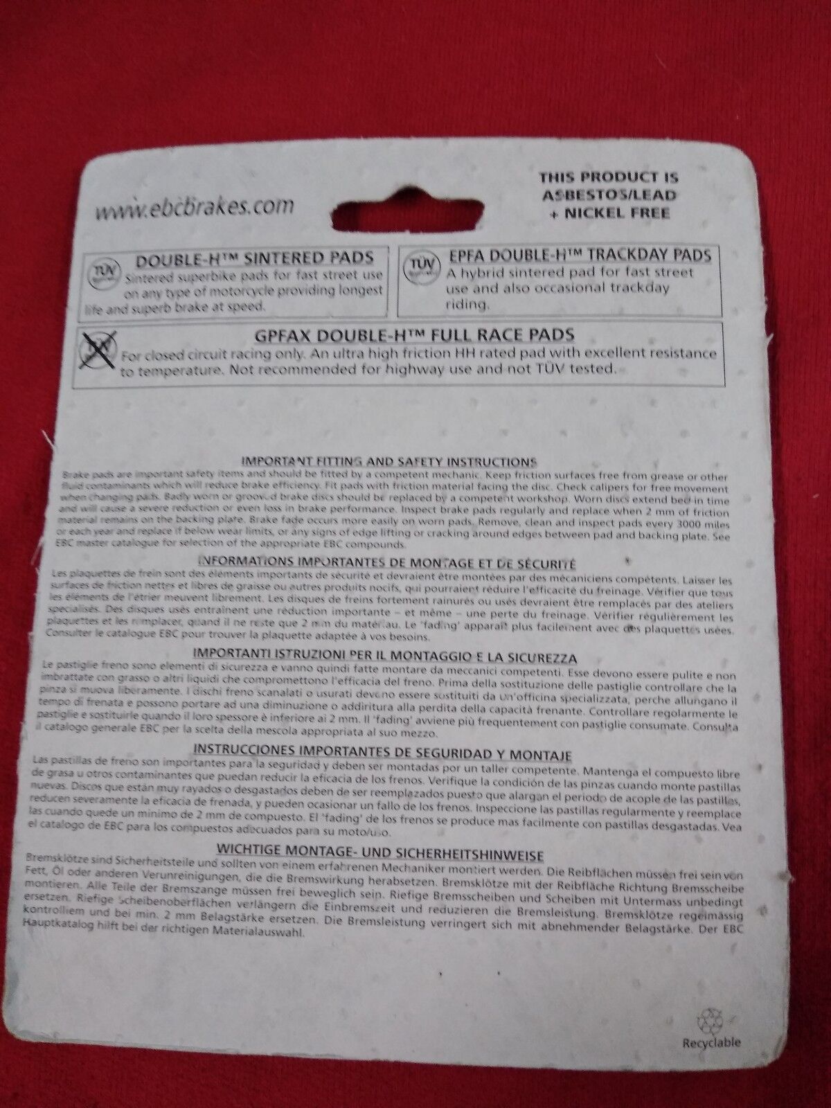 NEW EBC - FA231HH - Double-H Sintered Brake Pads Front or Rear Kawasaki Suzuki