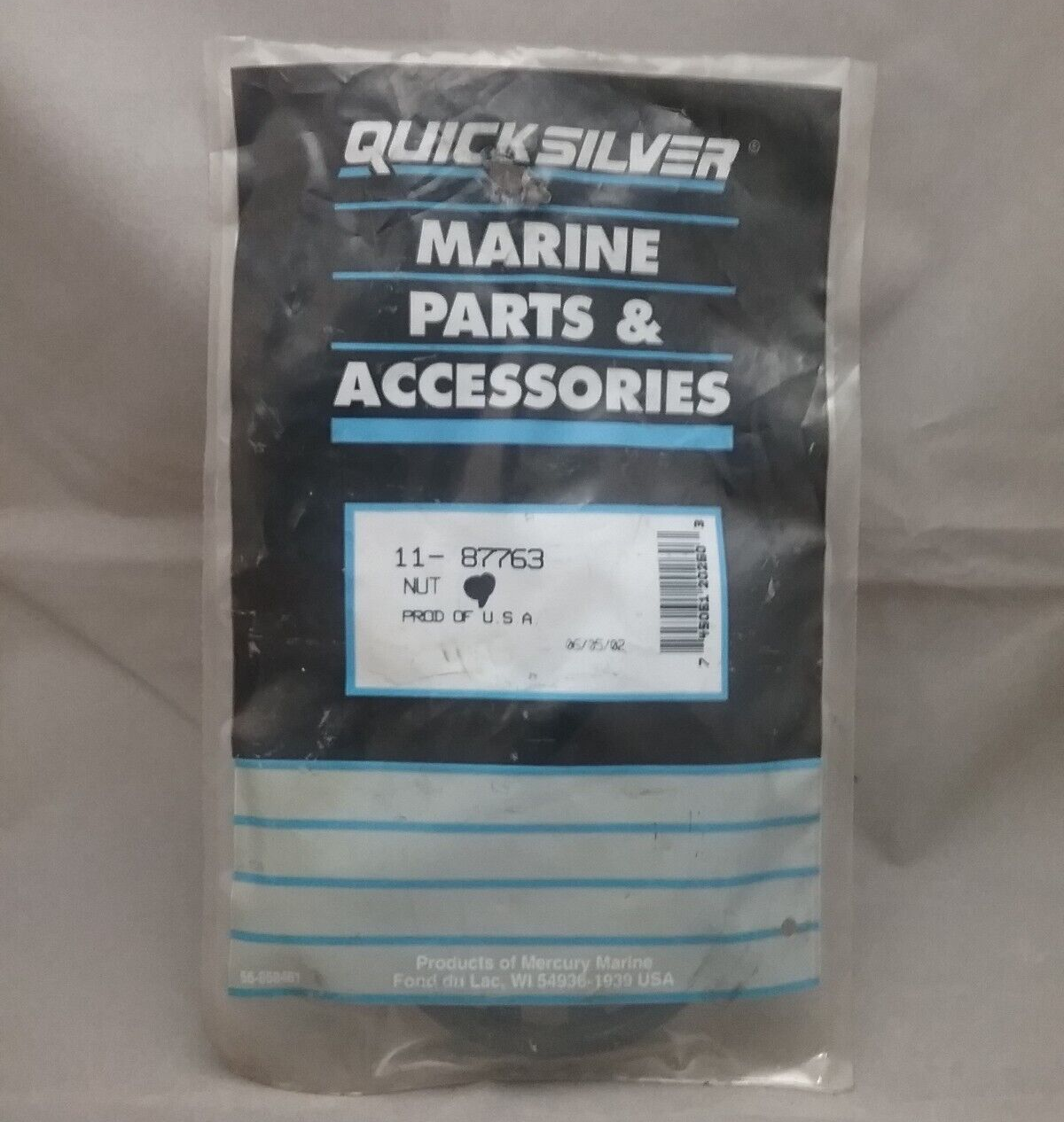 NEW QUICKSILVER 11-87763 NUT, PROP SHAFT, MERCURY MARINER 40 50 60 70HP