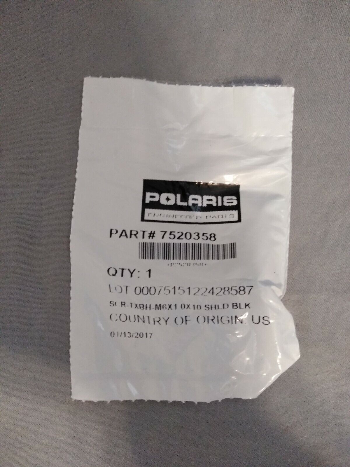 NEW Polaris SCR-TXBH-M6X1.0X10 SHLD BLK / 7520358