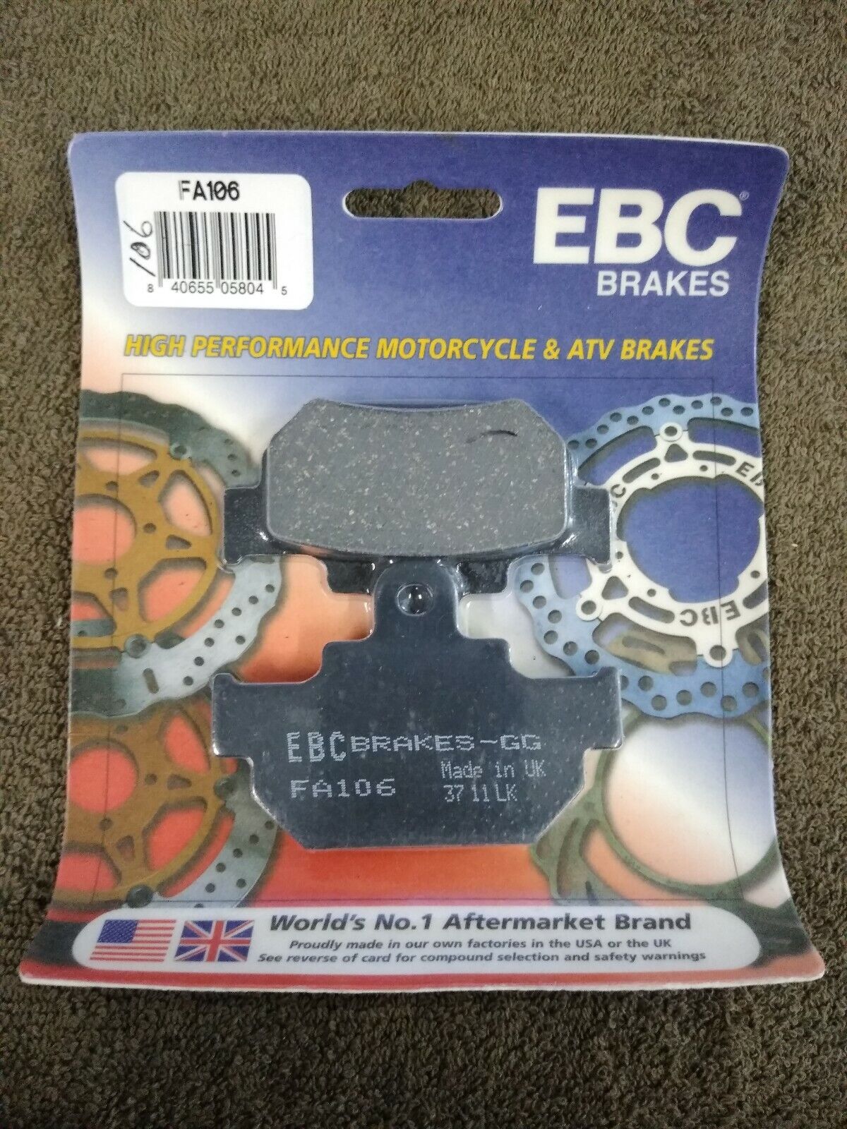 NEW EBC Brakes for Motorcycle / ATV / High Performance / Organic / FA106