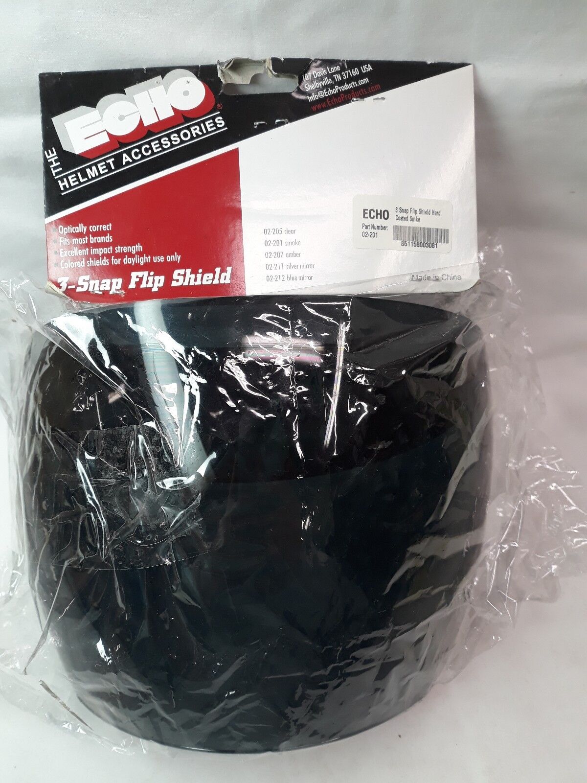 NEW ECHO Motorcycle Helmet 3 Snap Flip Face Shield Hard Coated Smoke # 02-201