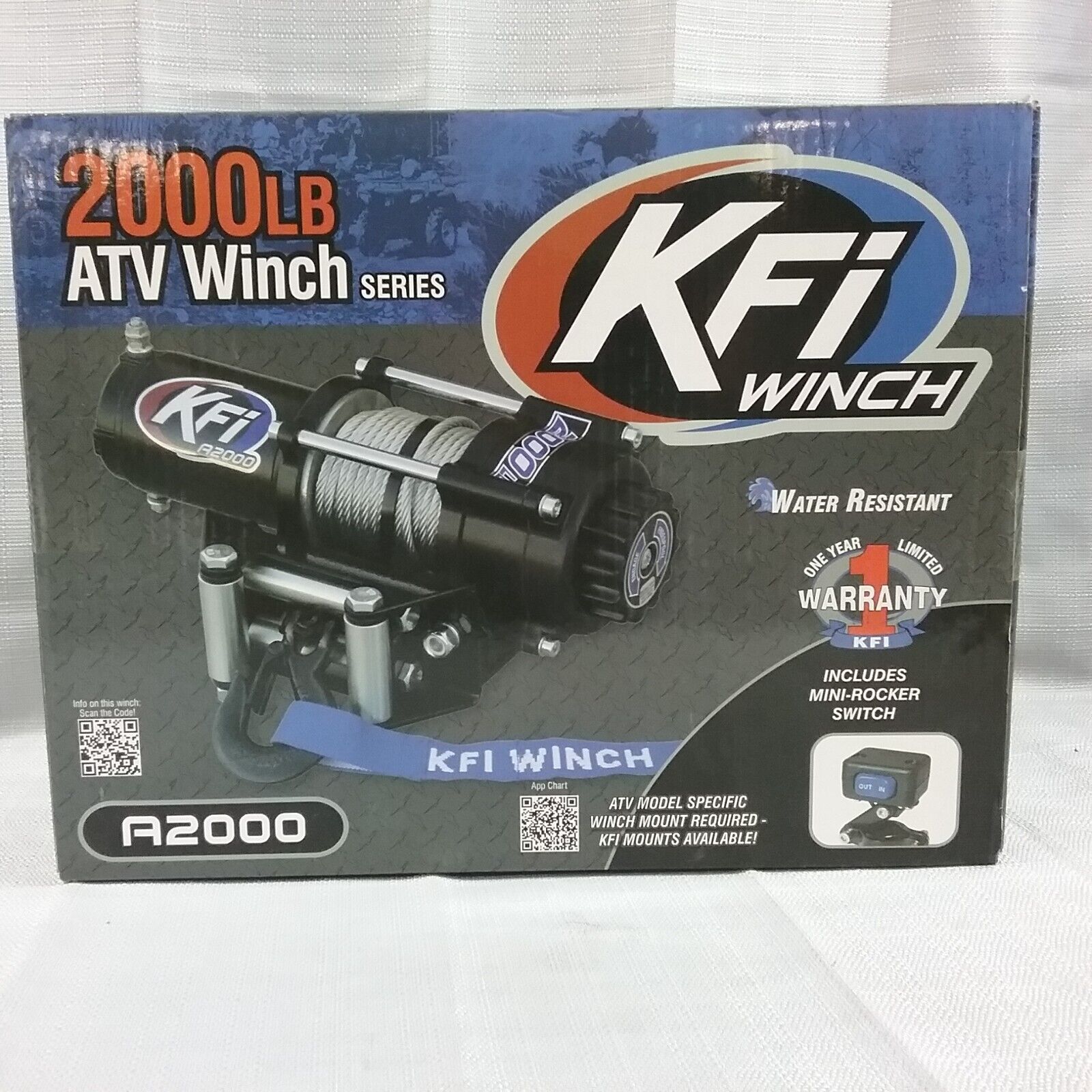 NEW KFI A2000 ATV Series Winch Black 2000 lb. Merica Powersports