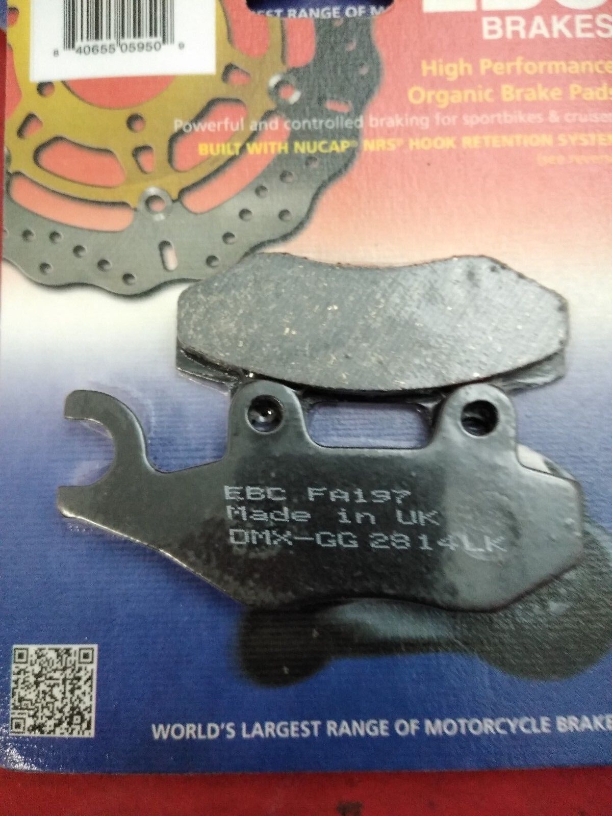 NEW Set of 2 EBC High Performance Organic Brake Pads FA197 / 1720-0012