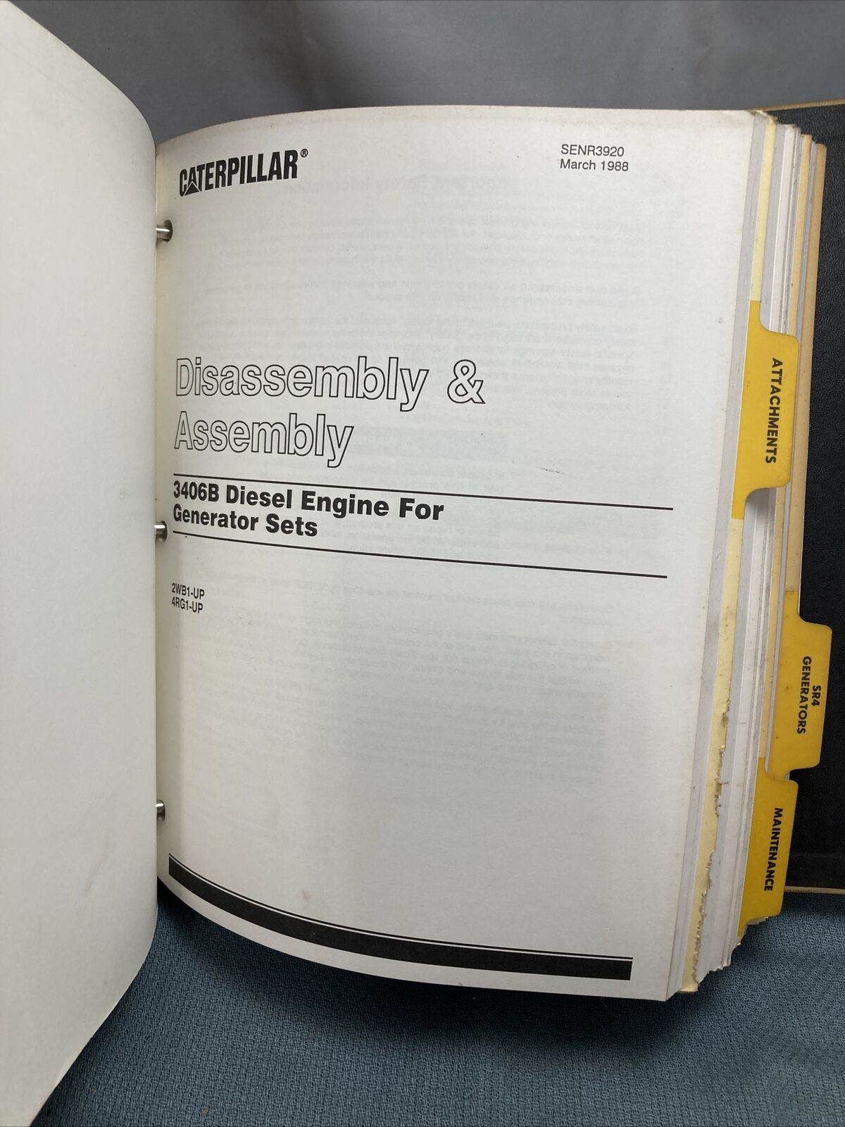 GENUINE CATERPILLAR SENR2557 SERVICE MANUAL 3406 & 3406B GENERATOR SET ENGINES