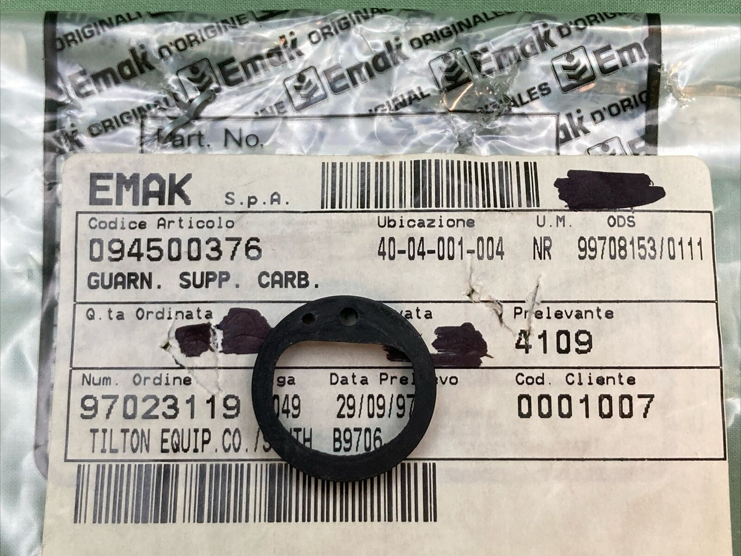 NEW GENUINE EMAK 094500376 GASKET, CARBURATOR JOINT Oleo mac 945, 950