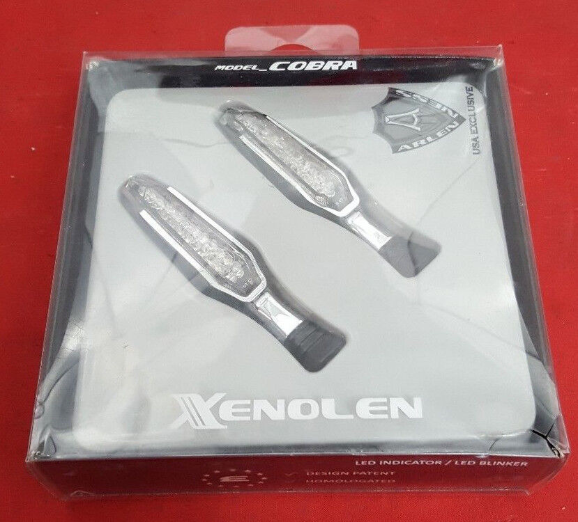 NEW Arlen Ness 3.07in. Xenolen Cobra Amber LED Indicator Lights, Chrome 12-793