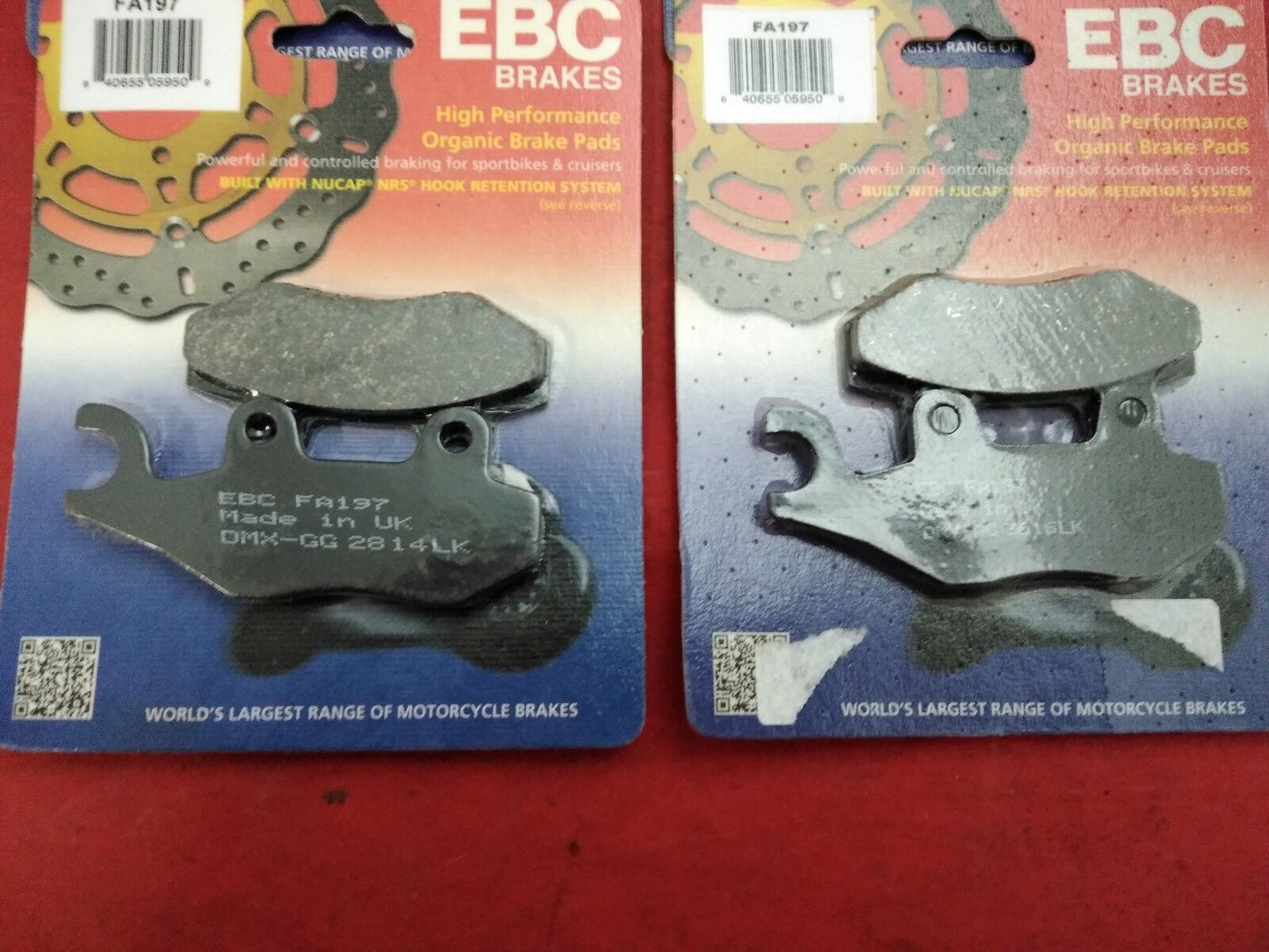 NEW Set of 2 EBC High Performance Organic Brake Pads FA197 / 1720-0012