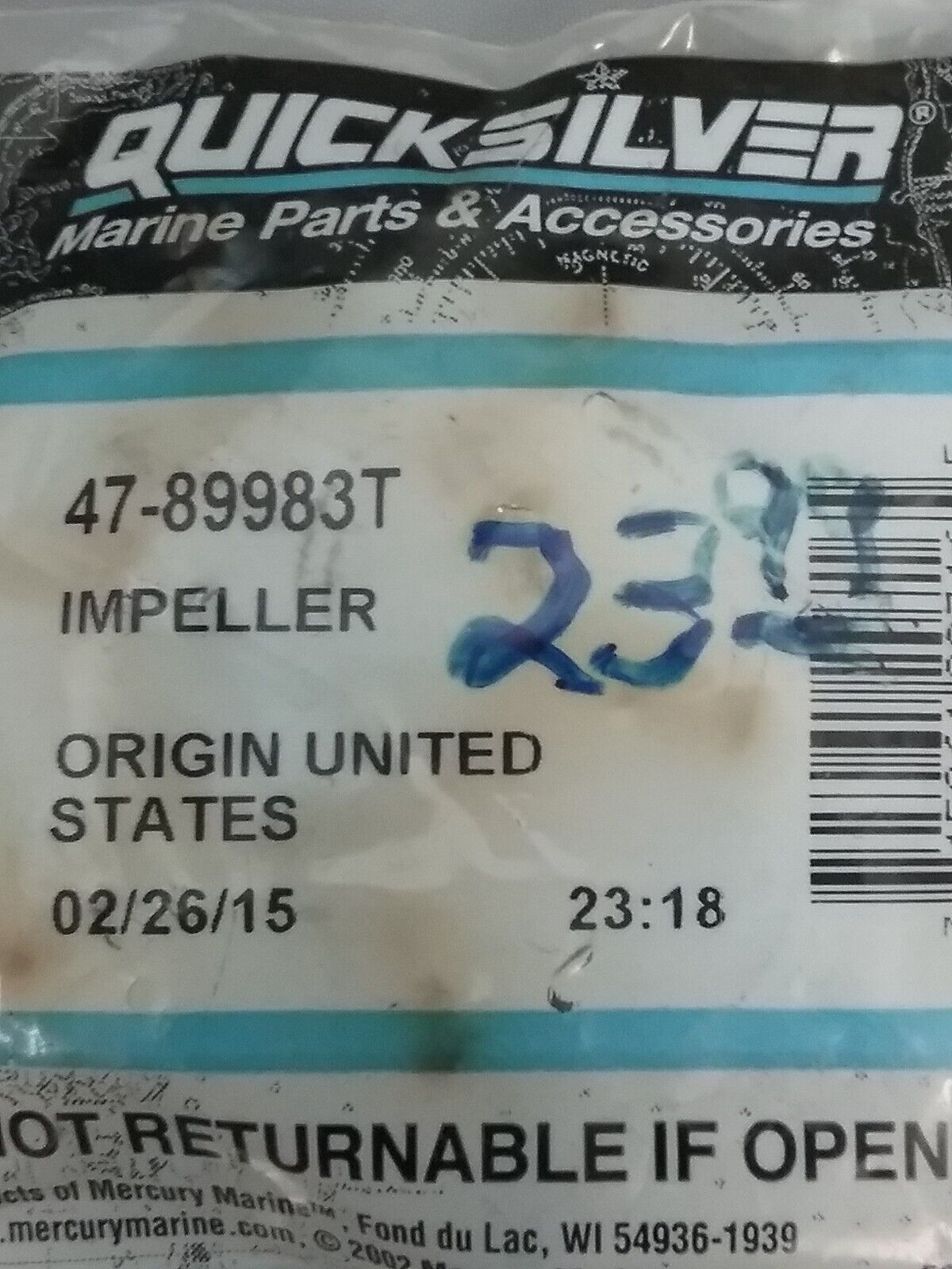 NEW GENUINE QUICKSILVER 47-89983T IMPELLER Mariner Outboard 40 45 50 60 70HP