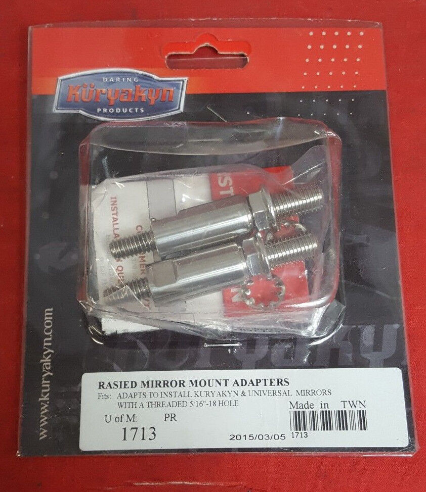 NEW Kuryakyn 1713 Pair Chrome Raised Mirror Mount Adapters