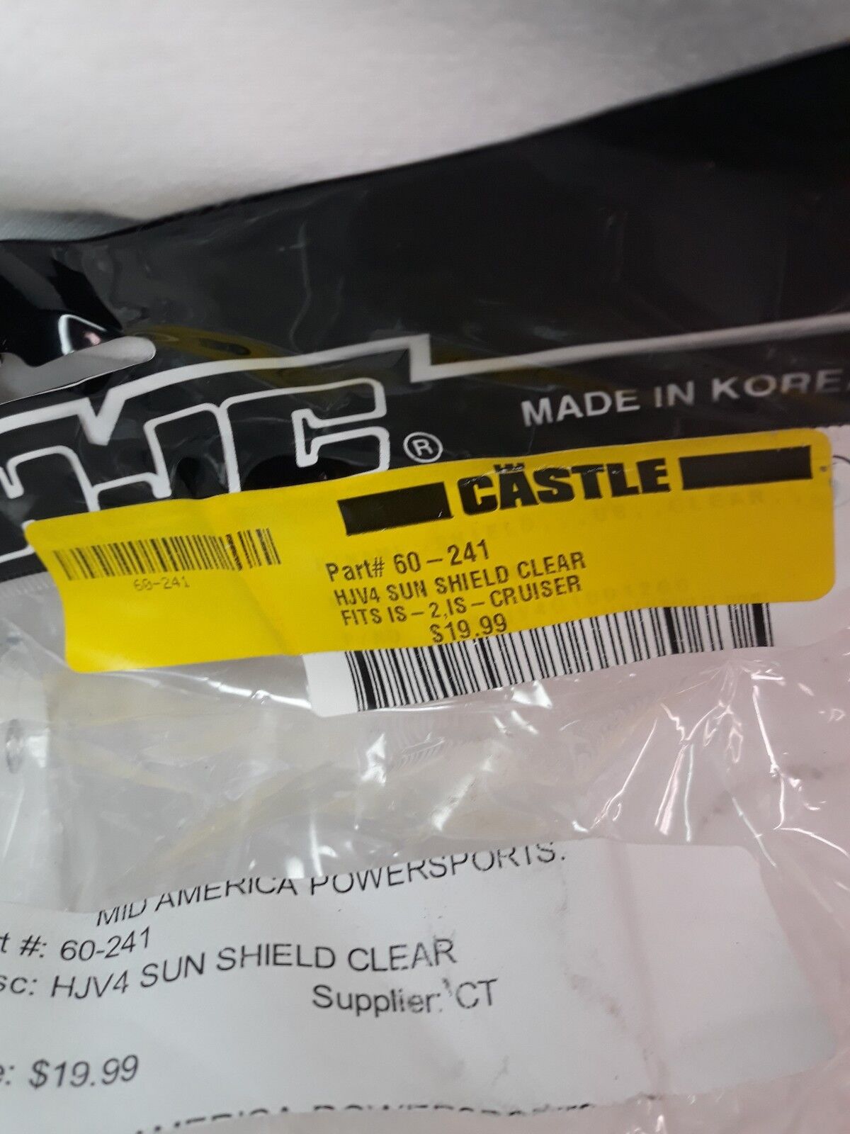 NEW HJC Motorcycle Helmet Sun Face Shield Clear Part# 60-241