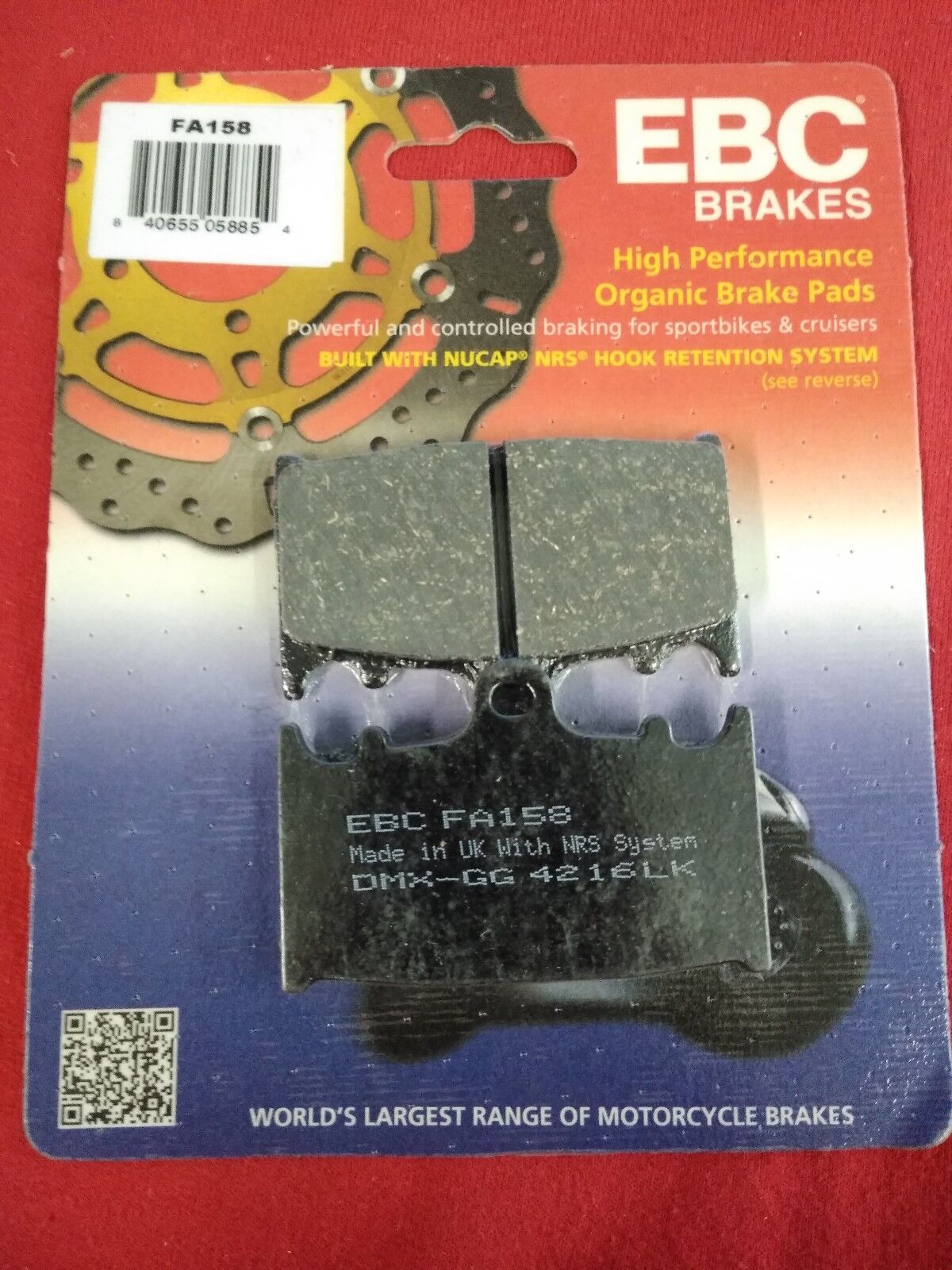 NEW EBC Motorcycle Brake Pads Part #FA158HH High Performance Organic