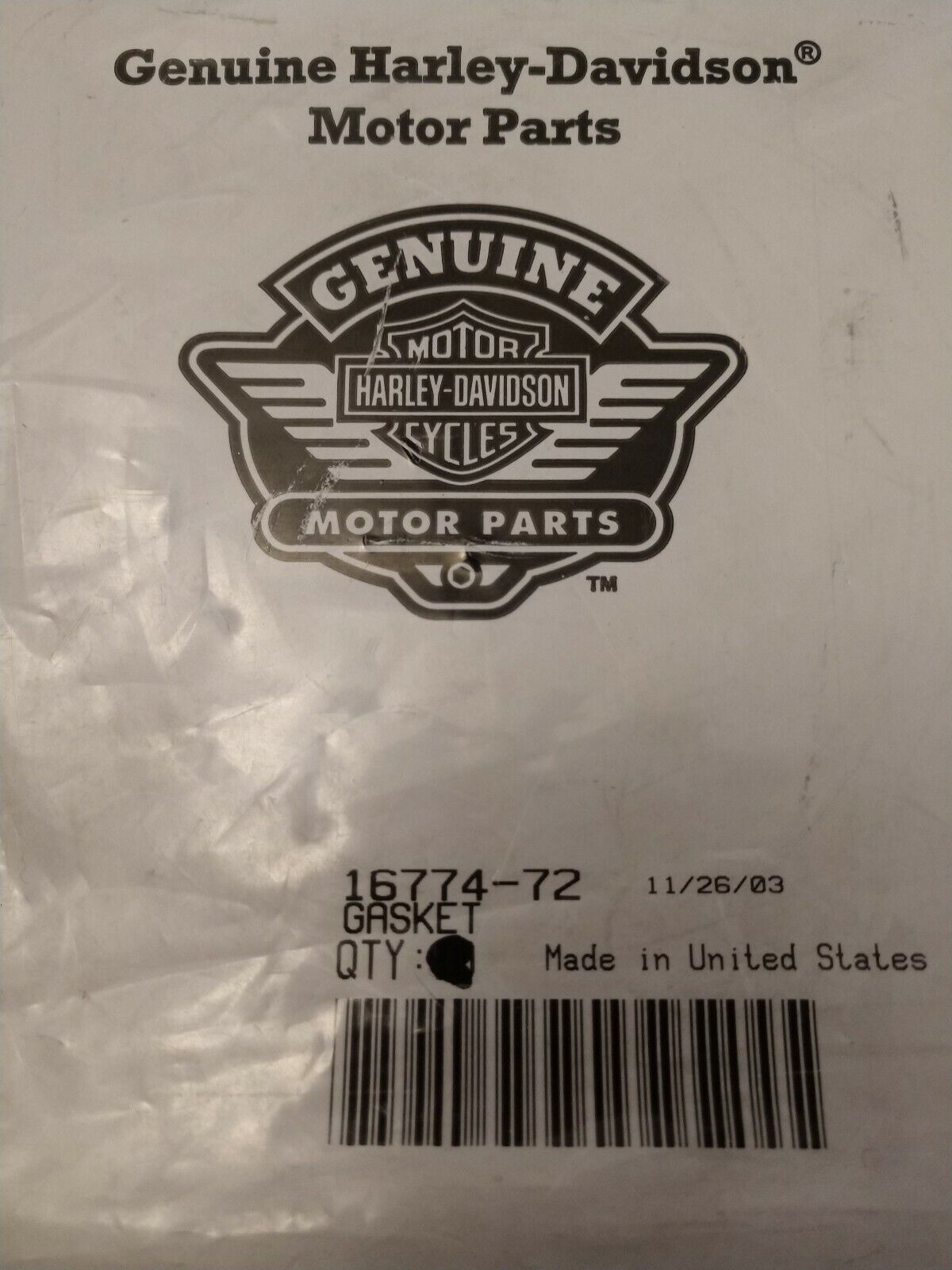 NEW Genuine Harley Davidson Gasket, Cylinder Base / 16774-72 QTY 4