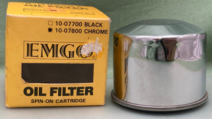 New Genuine EMGO 10-07800 Oil Filter, Chrome, Spin-on Cartridge