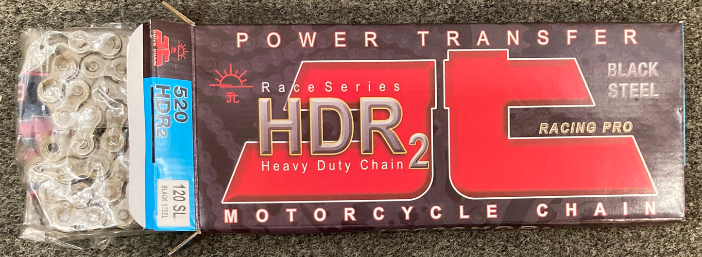 New Genuine JT 520HDR-120SL Heavy Duty Motorcycle Chain, Black Steel 120 Links