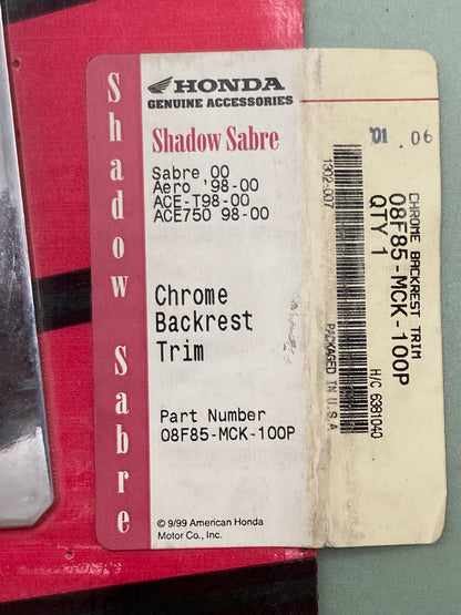 New Genuine Honda 08F85-MCK-100P Chrome Backrest Trim