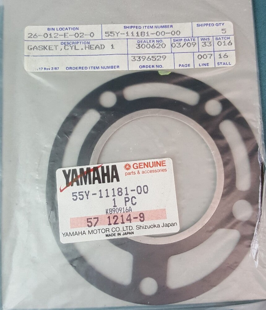 NEW GENUINE YAMAHA 55Y-11181-01 GASKET, CYLHEAD 1HEAD 1 YZ125L 1984 YZ125N 1985