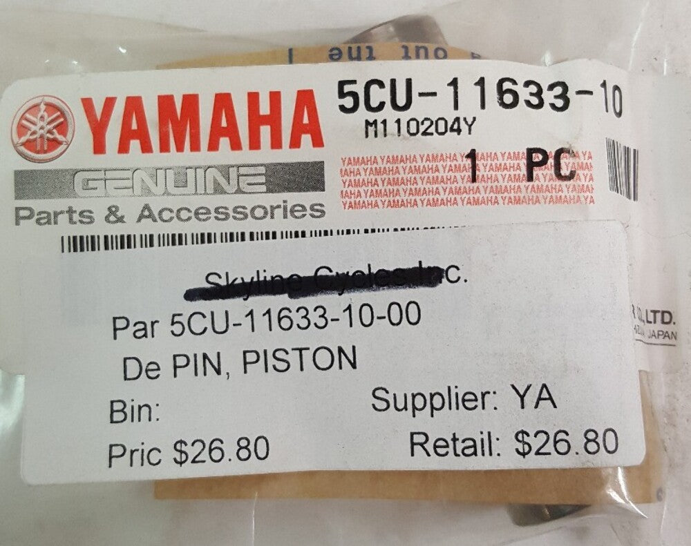 NEW GENUINE YAMAHA 5CU-11633-10 PIN, PISTON COMPETITION YZ250 1999-03