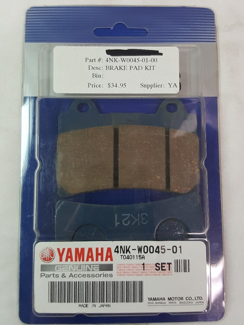 NEW GENUINE YAMAHA 4NK-W0045-01 BRAKE PAD KIT FR. ROYAL STAR XVZ1300 1996-01