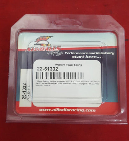 NEW All Balls Wheel Bearing Kit Rear Kawasaki 22-51332