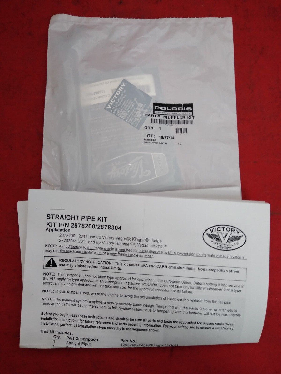 NEW Victory Motorcycle Chrome Stage1 Straight Exhaust Vegas 2878200-156/ 95-881V