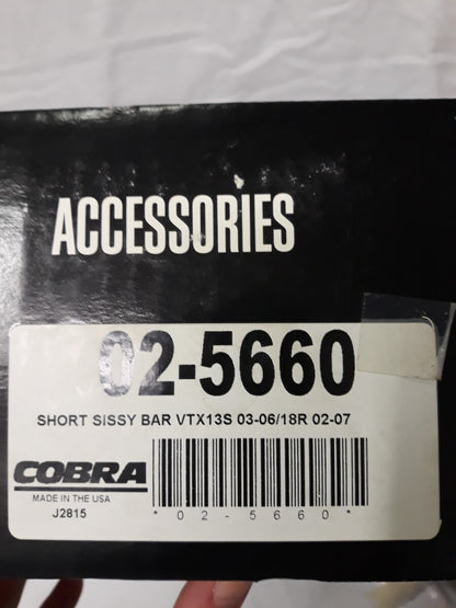 NEW COBRA Short Sissy Bar Chrome W/ Pad 02-5660 03-06 VTX135S Backrest