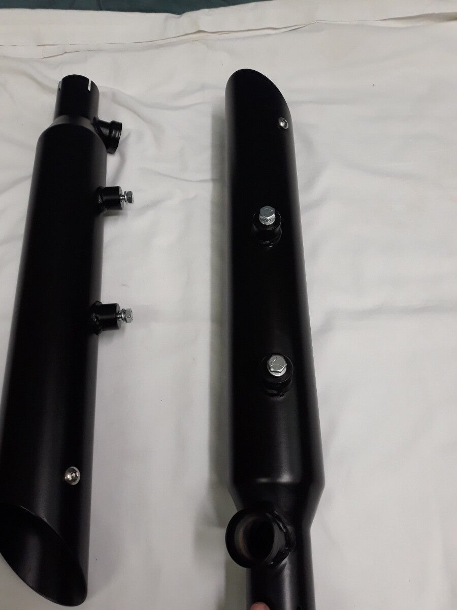 NEW RUSH Performance Slip On Mufflers 2" Baloney Cut Black Part# 62-6116