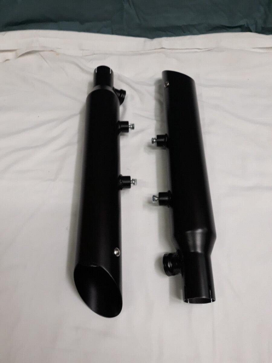 NEW RUSH Performance Slip On Mufflers 2" Baloney Cut Black Part# 62-6116