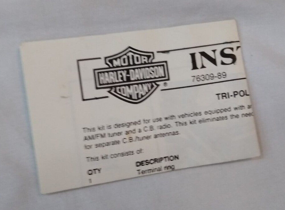 NEW Harley 76309-89 Antenna Tri-pole Antenna Kit Wiring Whip 88-89 FLT FLHT