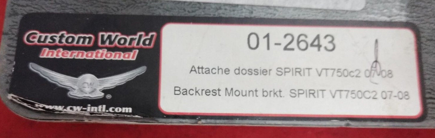 NEW Custom World International Backrest Mount VT750C2 / 01-2643 Chrome