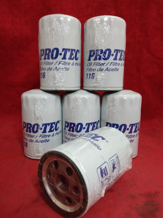 NEW Lot of 6 Pro-Tec Oil Filter 116