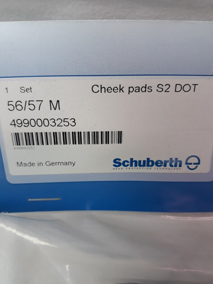NEW SCHUBERTH Helmet Cheek Pads S2 56/57 Medium Black Part# 4990003253