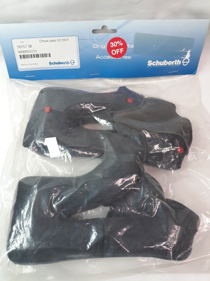 NEW SCHUBERTH Helmet Cheek Pads S2 56/57 Medium Black Part# 4990003253