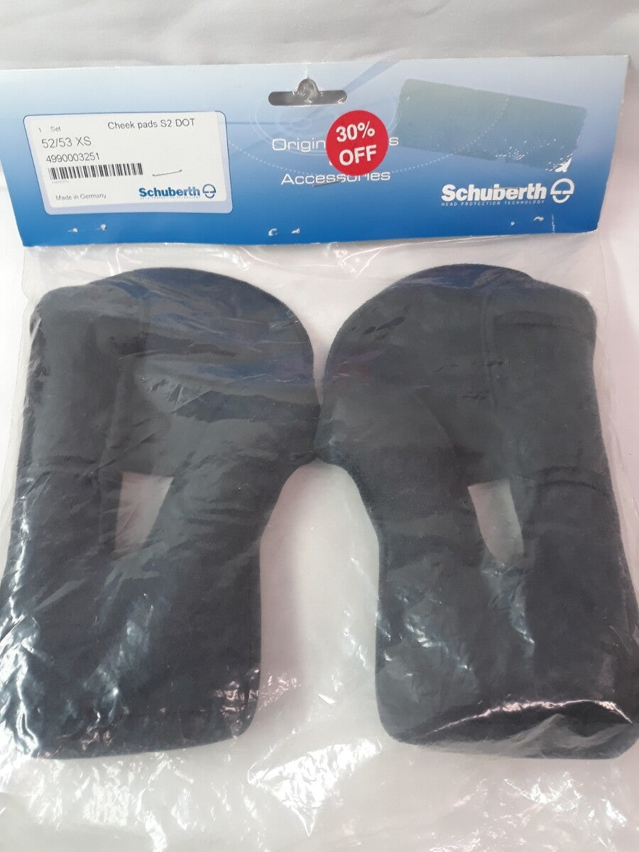 NEW SCHUBERTH Helmet Cheek Pads S2 52/53 X Small Black Part# 4990003251
