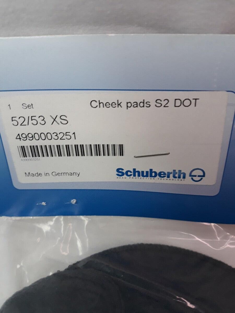 NEW SCHUBERTH Helmet Cheek Pads S2 52/53 X Small Black Part# 4990003251