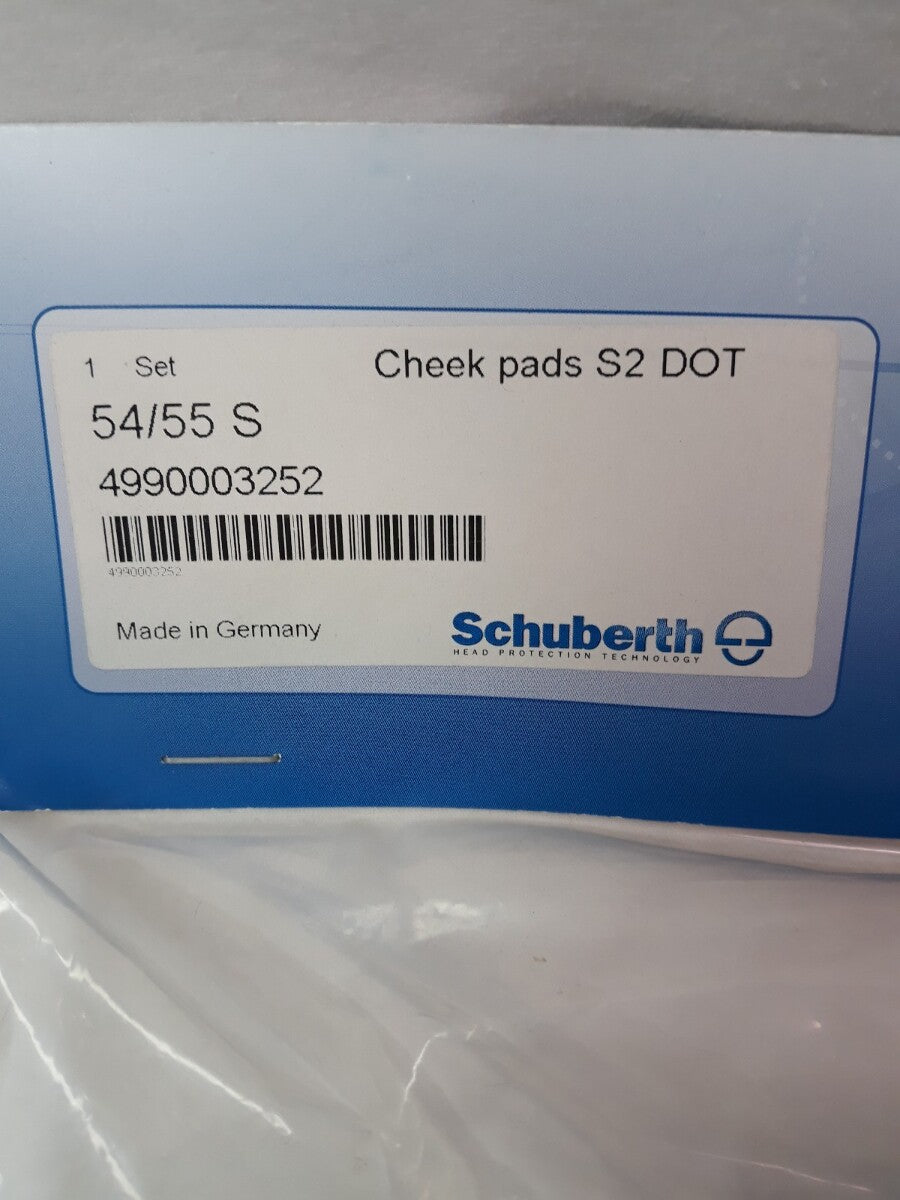 NEW SCHUBERTH Helmet Cheek Pads S2 54/55 Small Black Part# 4990003252
