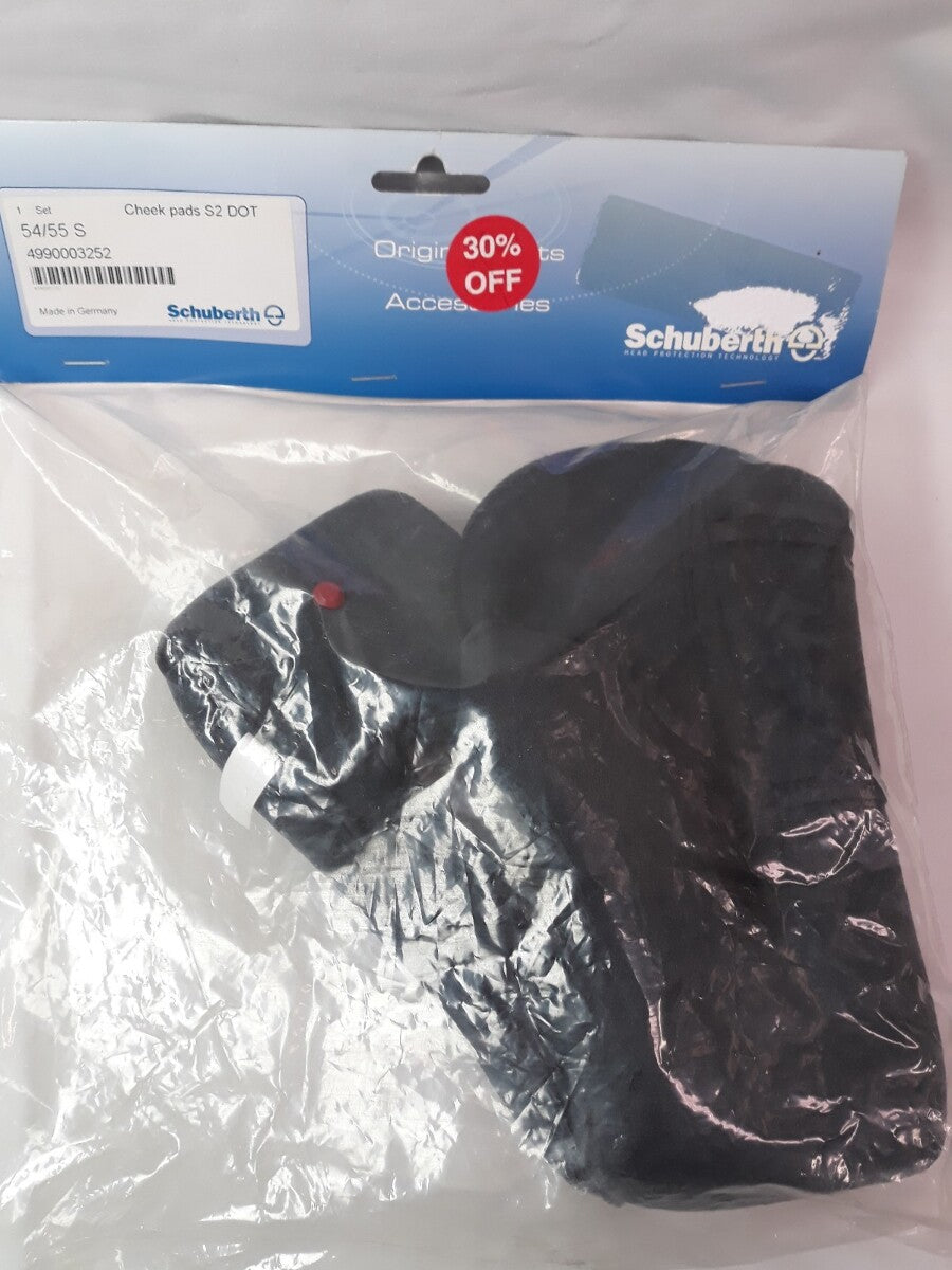 NEW SCHUBERTH Helmet Cheek Pads S2 54/55 Small Black Part# 4990003252