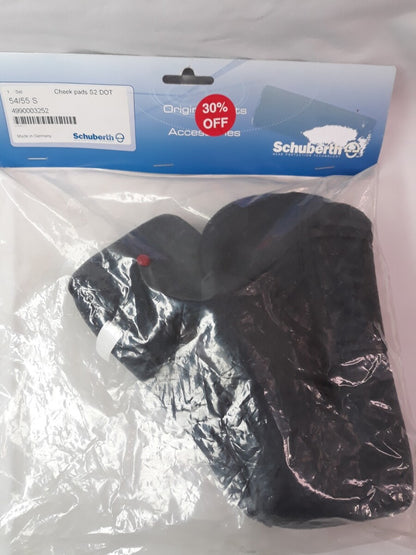 NEW SCHUBERTH Helmet Cheek Pads S2 54/55 Small Black Part# 4990003252
