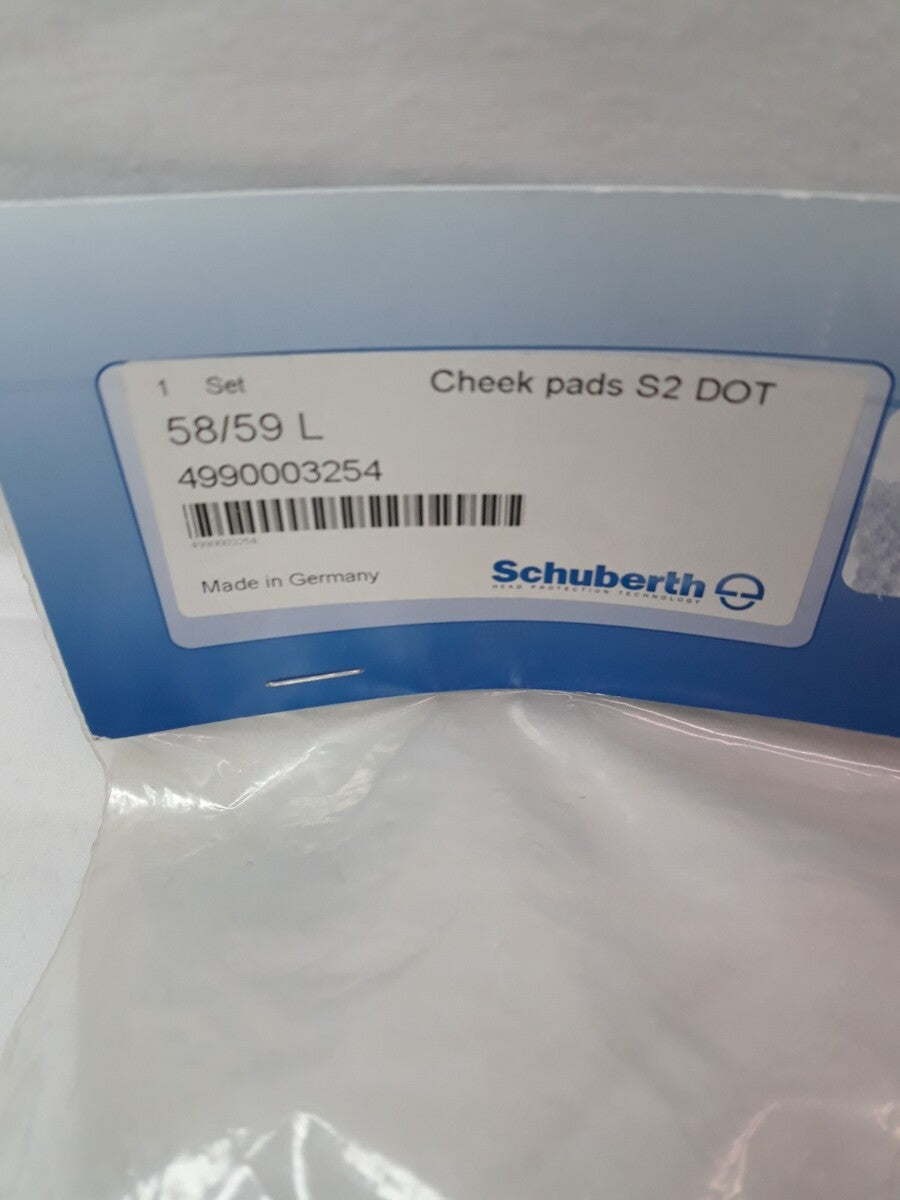 NEW SCHUBERTH Helmet Cheek Pads S2 58/59 Large Black Part# 4990003254
