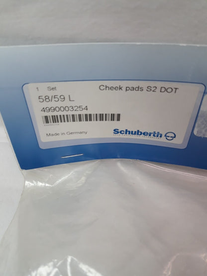 NEW SCHUBERTH Helmet Cheek Pads S2 58/59 Large Black Part# 4990003254
