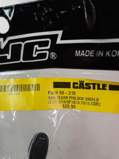 NEW HJC Motorcycle Helmet Face Shield Pinlock Clear Part# 60-218