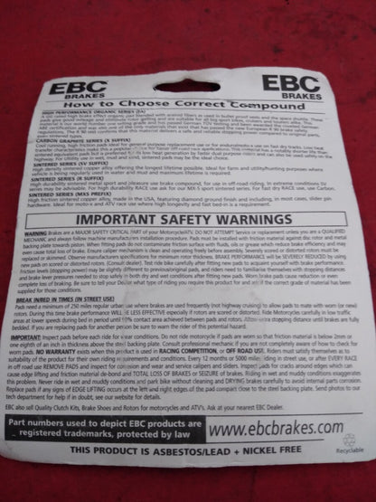 NEW EBC FA267 BRAKE PADS Fits: Yamaha YZF-R1,FZS800 FZ8
