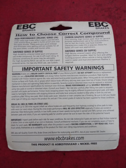 NEW EBC Motorcycle Brake Pads FA 245 HONDA KAWASAKI SUZUKI VT ZX GSXR