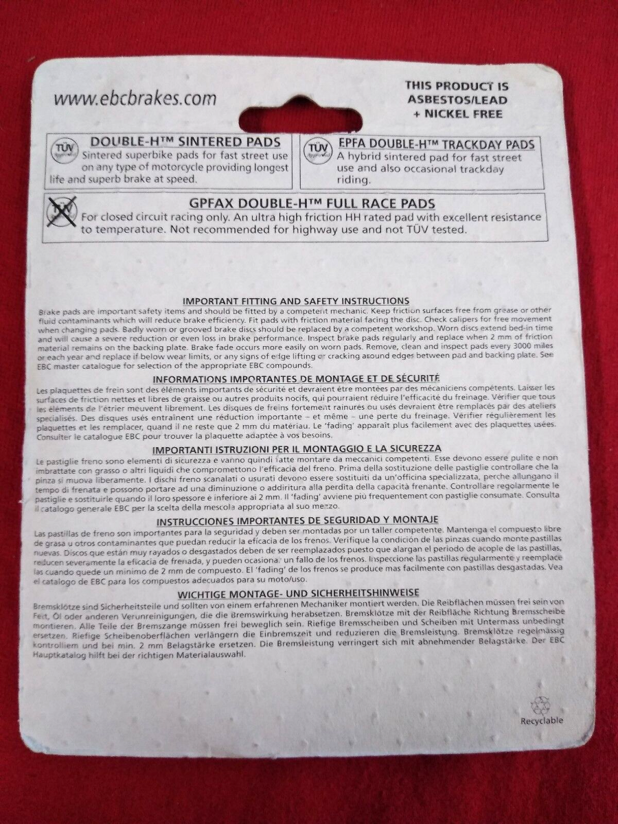 NEW EBC Double H Sintered Brakes FA188HH