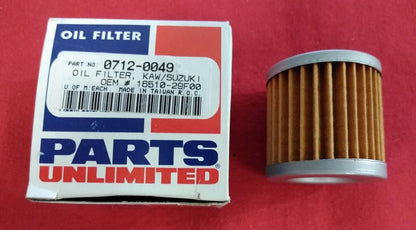 NEW Oil Filter Parts Unlimited 0712-0049 / 16510-29F00 / Kawasaki / Suzuki