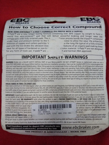 NEW EBC Brakes Semi Sintered Formula FA457V / 610593