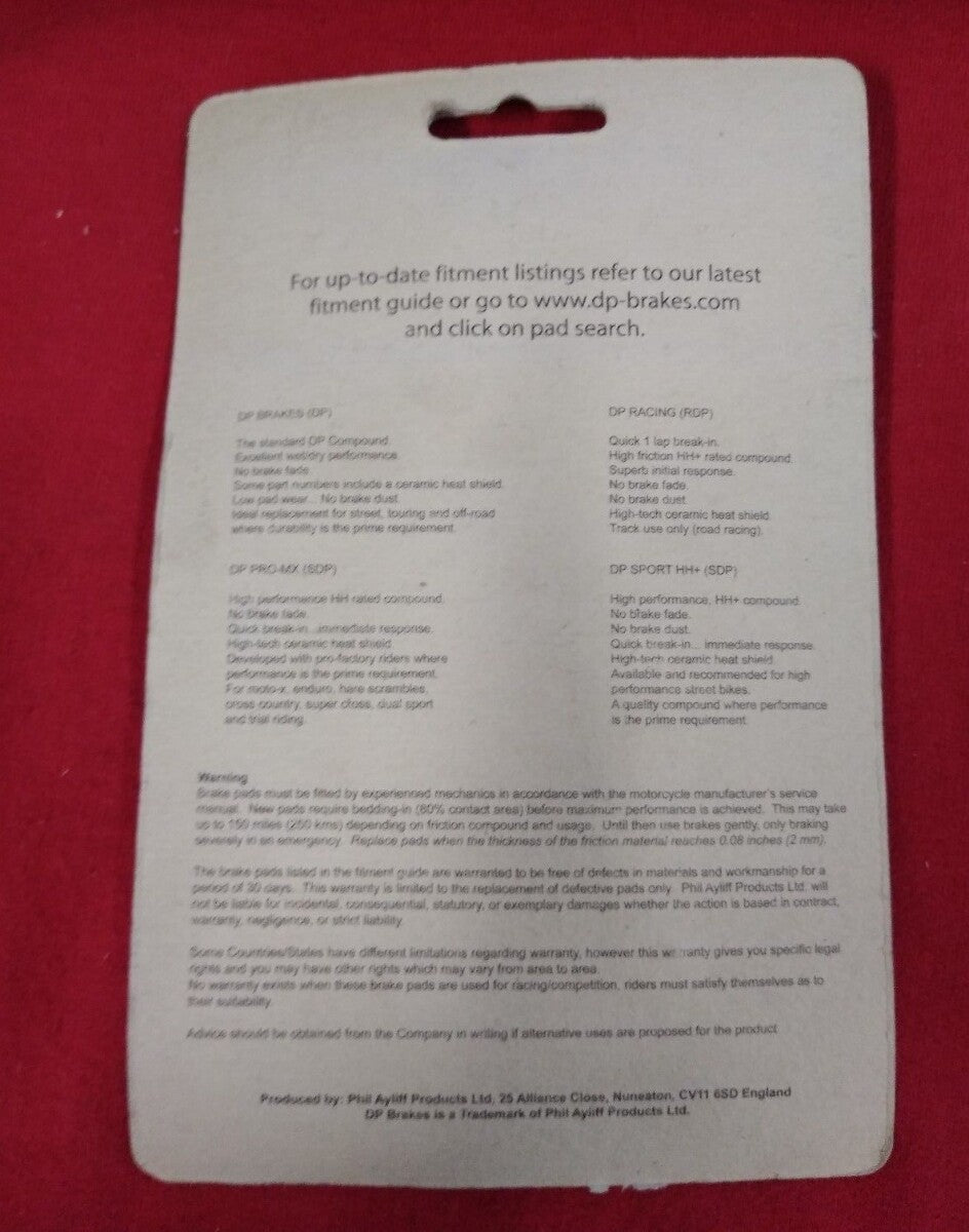 NEW DP Motorcycle Sintered Brake Pad DP983