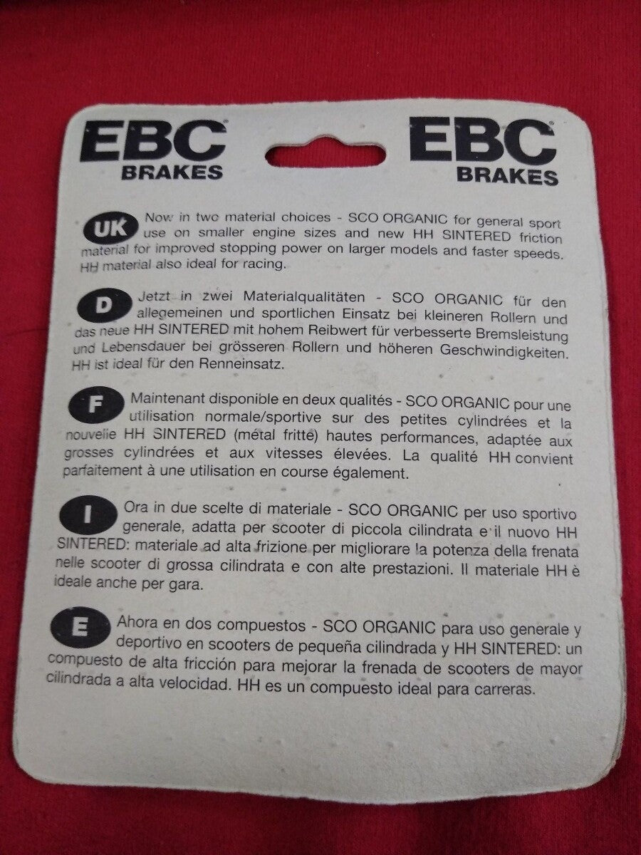 NEW EBC Organic SCO Series Scooter Brake Pads 1722-0154